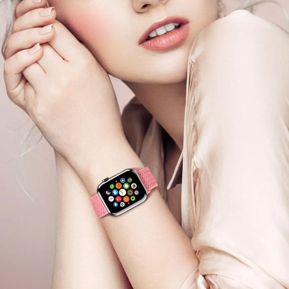 NEW Adjustable Pink Braided Solo Loop For Apple Watch